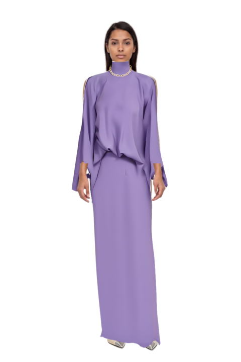 Outfit bacall  high neck dress and cassandre-plaque pumps