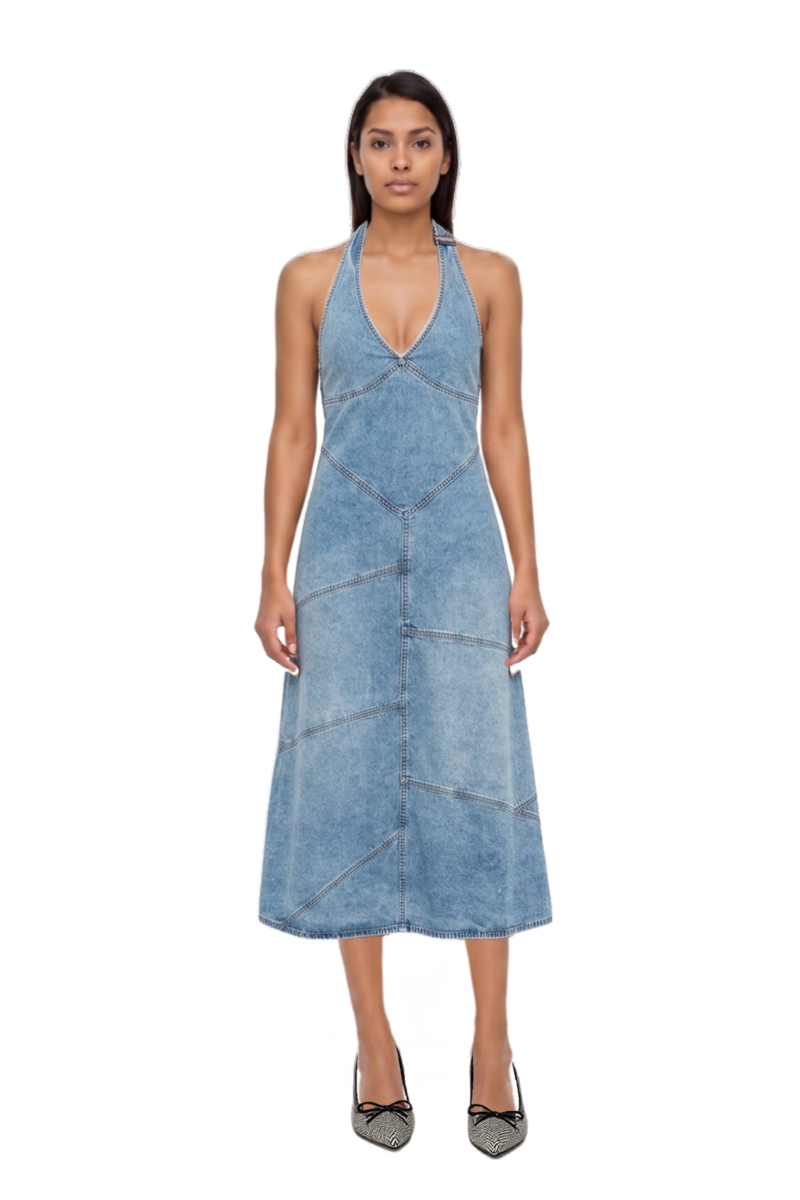 Outfit delphi pieced halter midi dress and scarlett 50 pumps