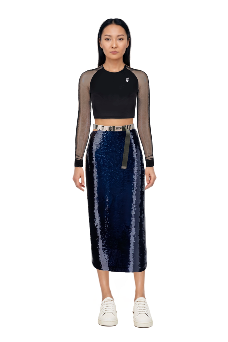 Outfit sequin-embellished pencil skirt and 23 top