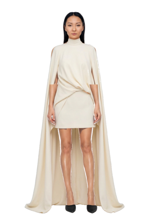 Outfit  bacall high-neck draped dress and le cœur pointed-toe mules