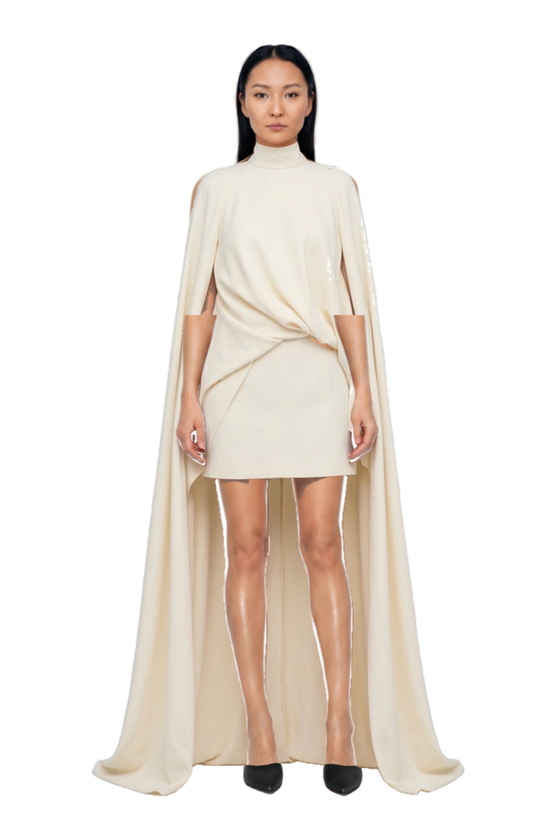 Outfit  bacall high-neck draped dress and le cœur pointed-toe mules
