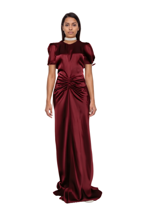 Outfit gathered maxi dress and 23 necklace