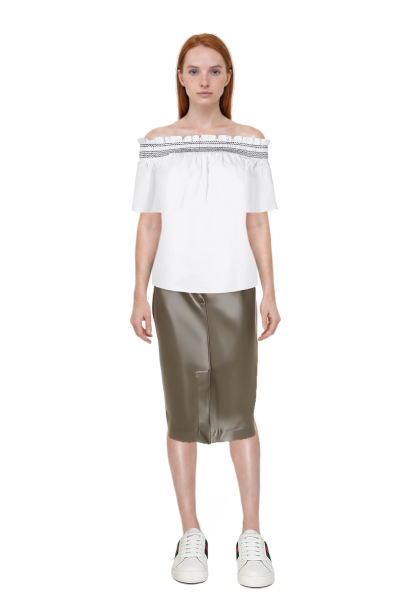 Outfit midi skirt and pinko blouse