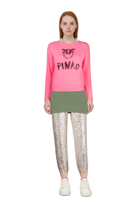 Outfit waffle-knit short-sleeve sweater and pinko sweater