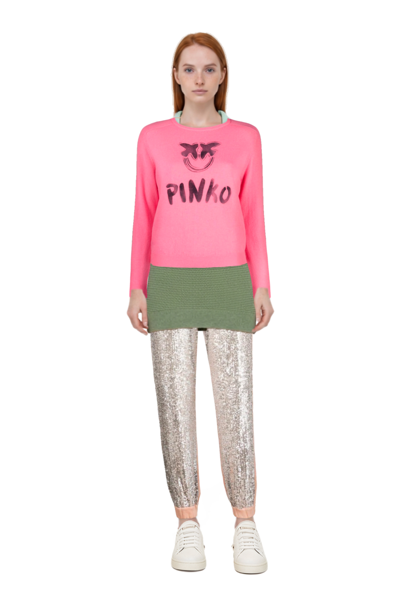 Outfit waffle-knit short-sleeve sweater and pinko sweater
