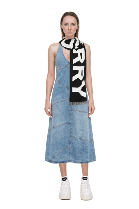 Outfit delphi pieced halter midi dress and 23 scarf