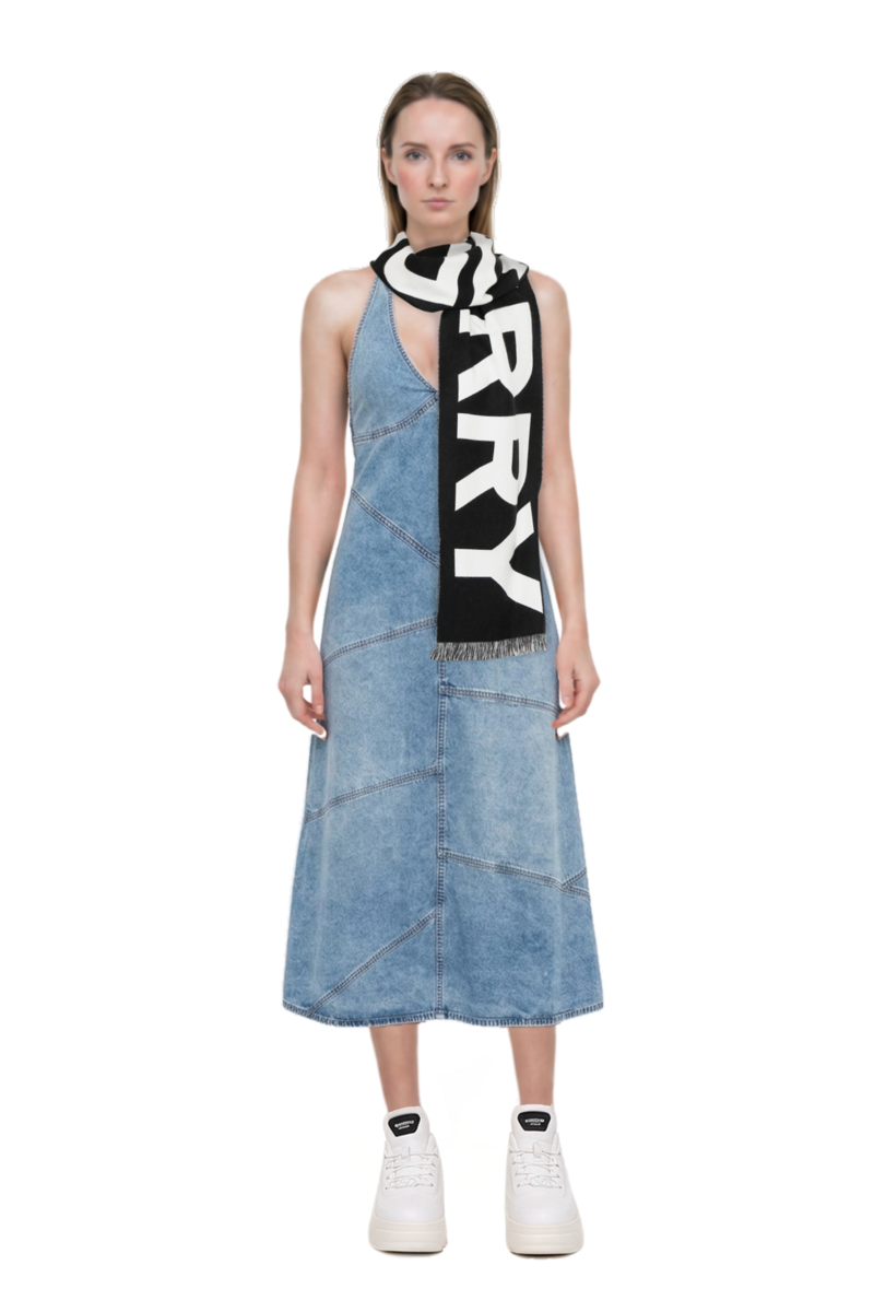 Outfit delphi pieced halter midi dress and 23 scarf