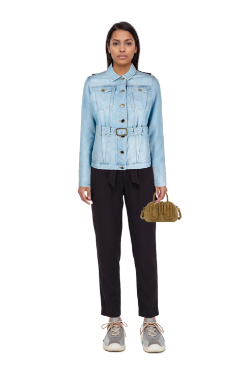 Outfit babe top-handle in suede and bubble technical fabric and suede sneakers