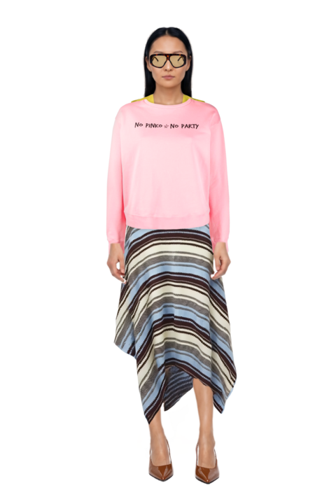 Outfit 80mm vrushali pumps and striped handkerchief-hem midi skirt