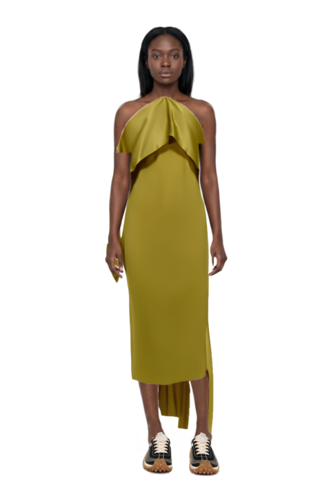 Outfit nan draped dress and mesh mirage sneakers