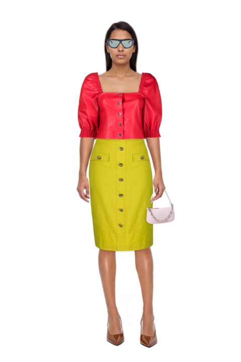 Outfit geometric-frame sunglasses and 80mm vrushali pumps