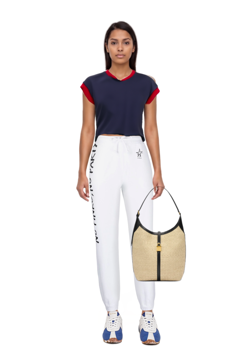 Outfit siena raffia tote bag and stretch cotton-jersey t-shirt
