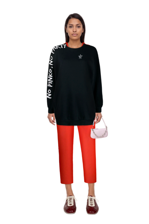 Outfit leren leather ballerina sneakers and pinko sweatshirt