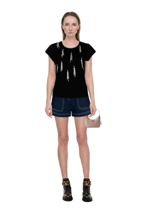 Outfit pinko shorts and re-edition 2005 nubuck and saffiano leather mini-bag