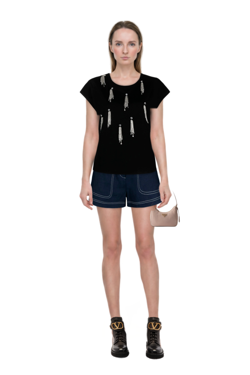 Outfit pinko shorts and re-edition 2005 nubuck and saffiano leather mini-bag