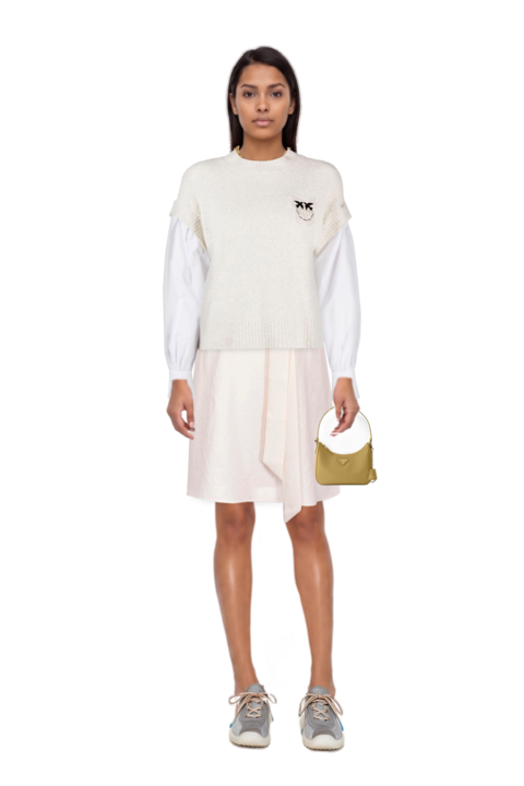 Outfit re-edition 2005 saffiano leather mini-bag and bubble technical fabric and suede sneakers