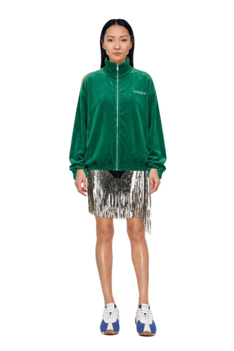 Outfit the 400 bleecker runner sneakers and cotton-terry jacquard zip sweatshirt