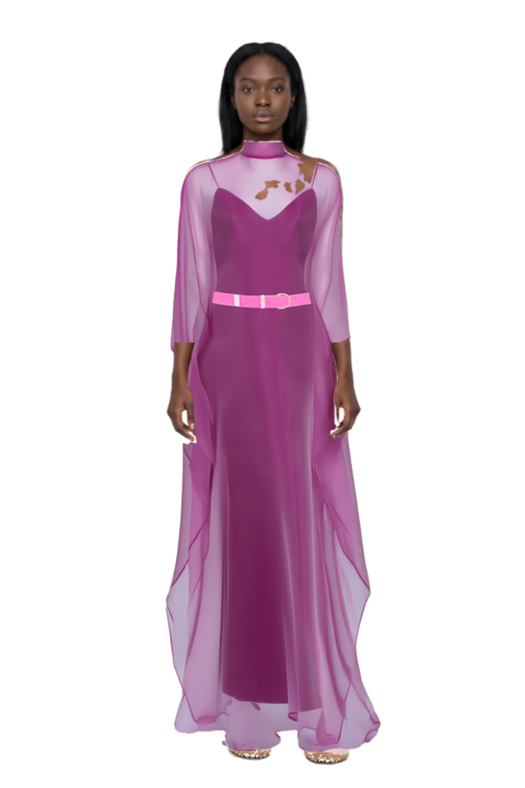 Outfit sphinx high-neck kaftan dress and x jacquemus moon shoe sneakers