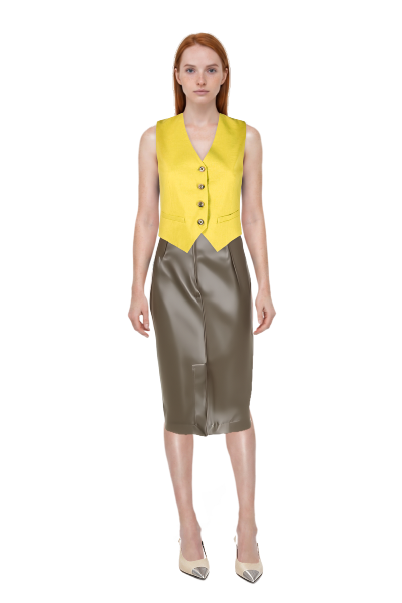 Outfit midi skirt and cassandre-plaque pumps