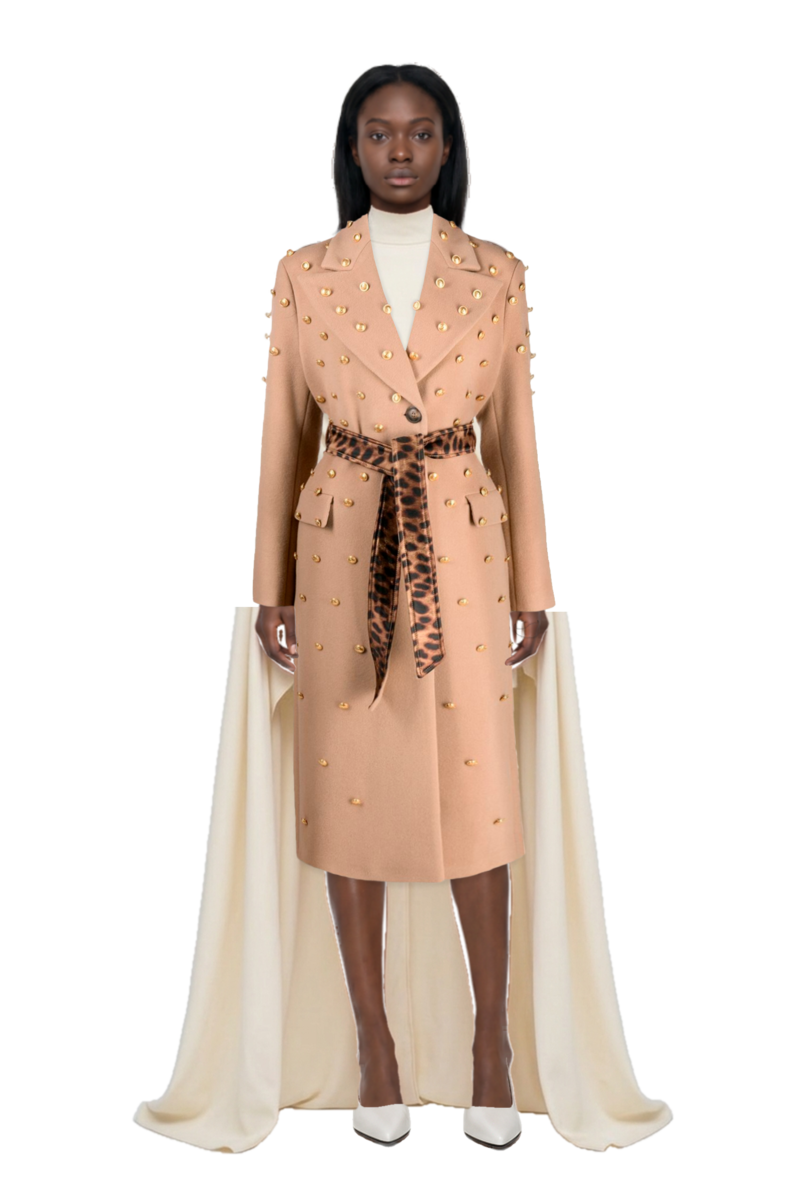 Outfit  bacall high-neck draped dress and fame leather pumps