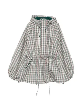 DAMSON MADDER Liu check drawstring raincoat