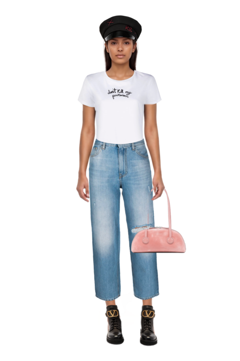Outfit pinko t-shirt and bessette leather tote bag