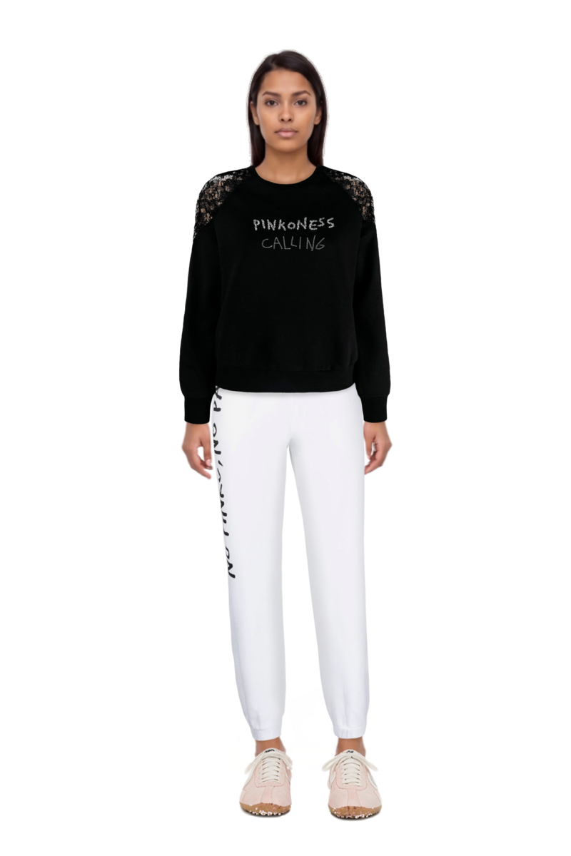 Outfit x jacquemus moon shoe sneakers and pinko sweatshirt
