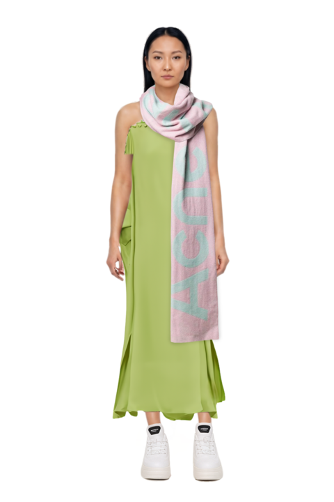 Outfit one-shoulder button-detail kaftan and 23 scarf
