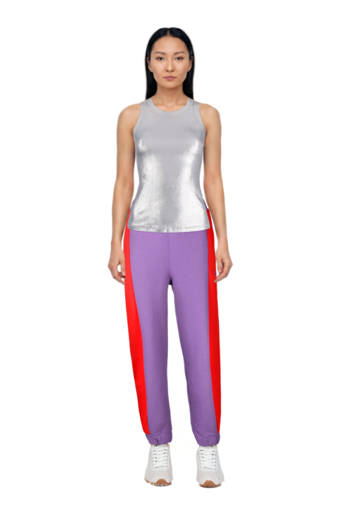 Outfit plume mesh fabric sneakers and pinko top