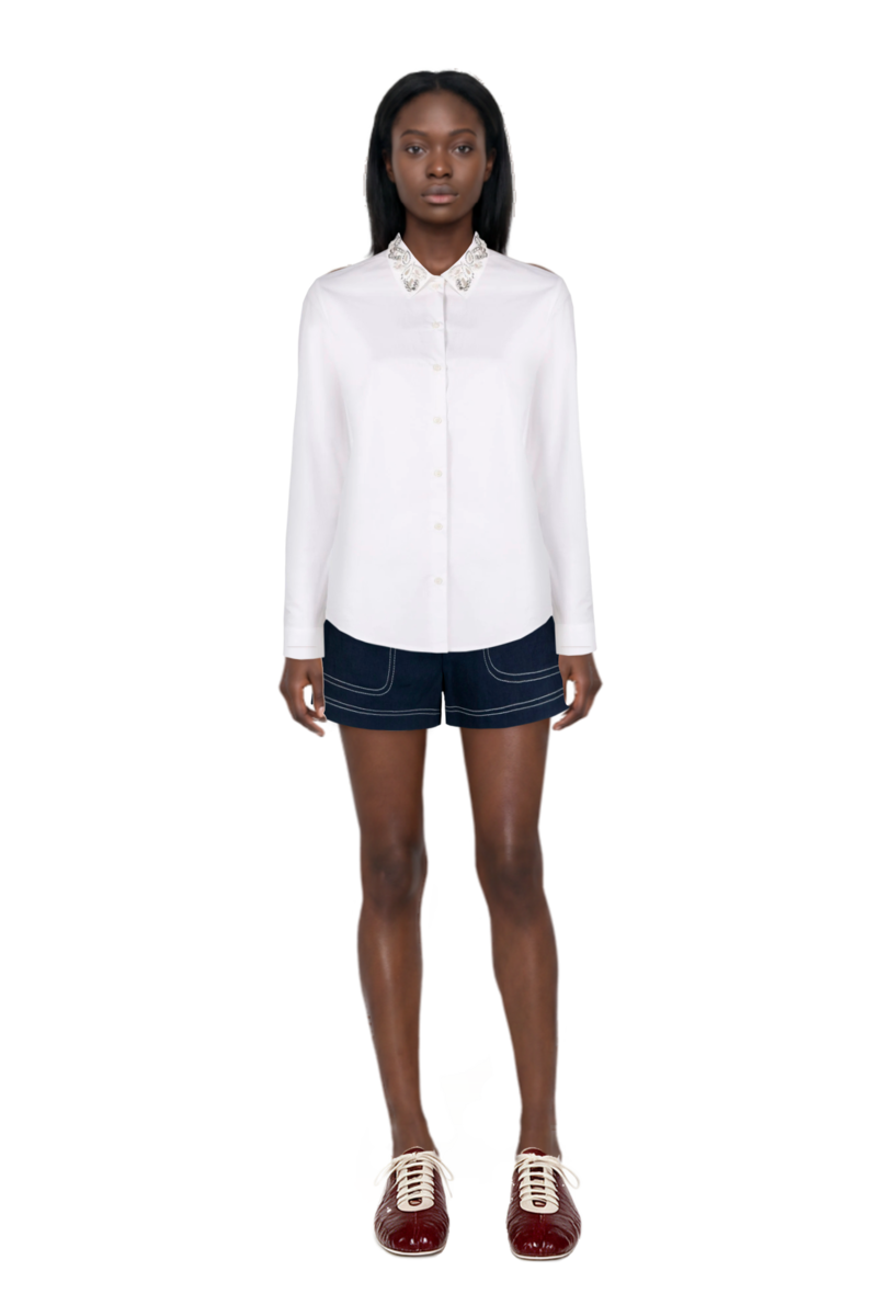 Outfit leren leather ballerina sneakers and pinko shorts