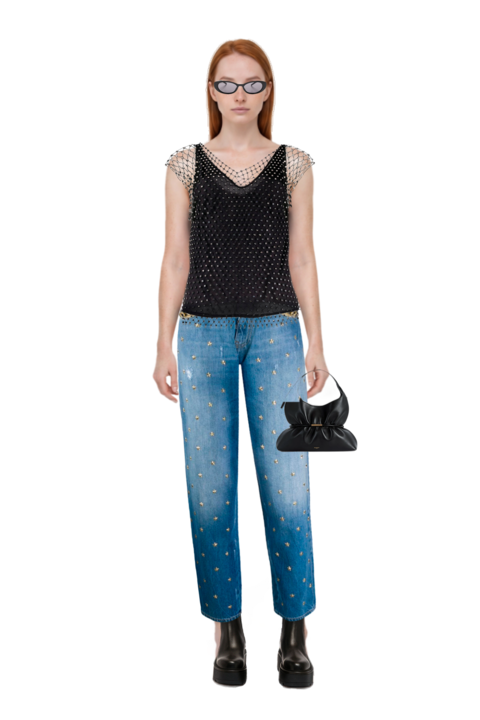 Outfit sphynx medium bag in smooth leather and cat-eye sunglasses
