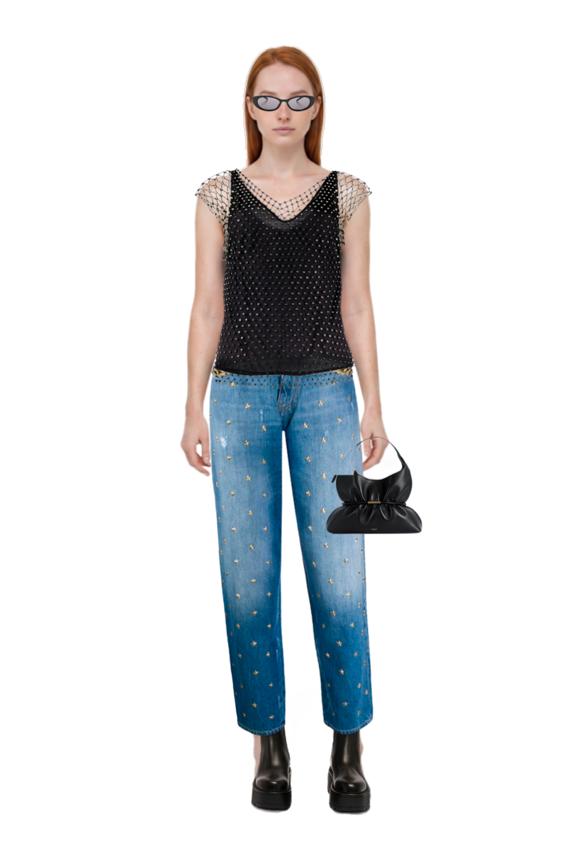 Outfit sphynx medium bag in smooth leather and cat-eye sunglasses