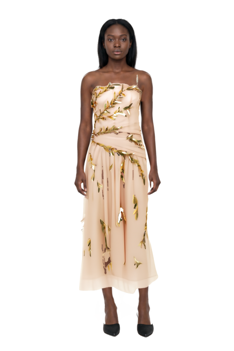 Outfit le cœur pointed-toe mules and embroidered tulle strapless midi dress