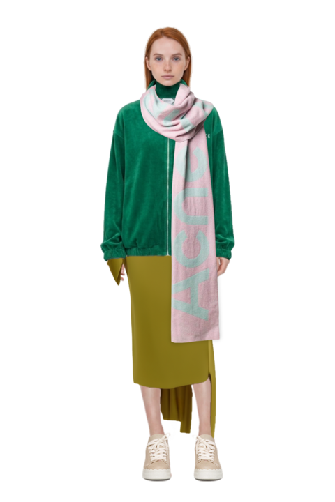 Outfit nan draped dress and cotton-terry jacquard zip sweatshirt