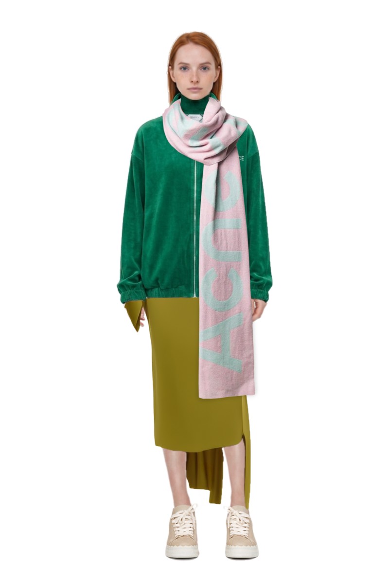Outfit nan draped dress and cotton-terry jacquard zip sweatshirt