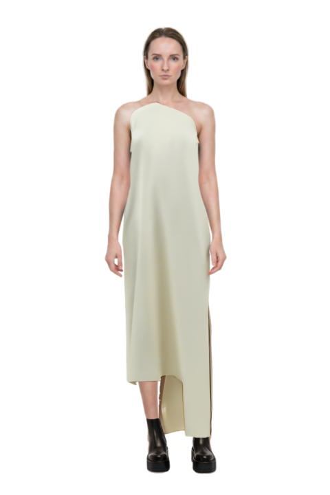 Outfit florinda one-shoulder slit dress and 23 ankle boots