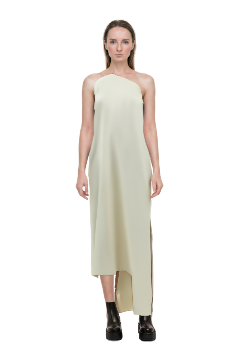 Outfit florinda one-shoulder slit dress and 23 ankle boots