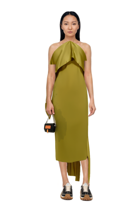 Outfit nan draped dress and mesh mirage sneakers