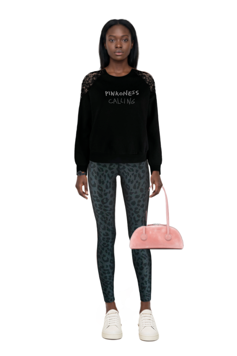 Outfit pinko sweatshirt and bessette leather tote bag
