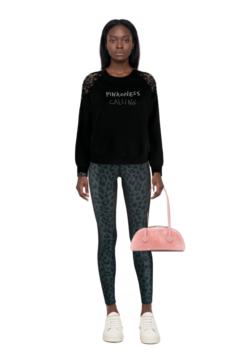 Outfit pinko sweatshirt and bessette leather tote bag