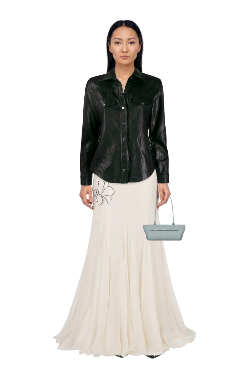 Outfit new york grained leather shoulder bag and decollete slingback pointed-toe pumps