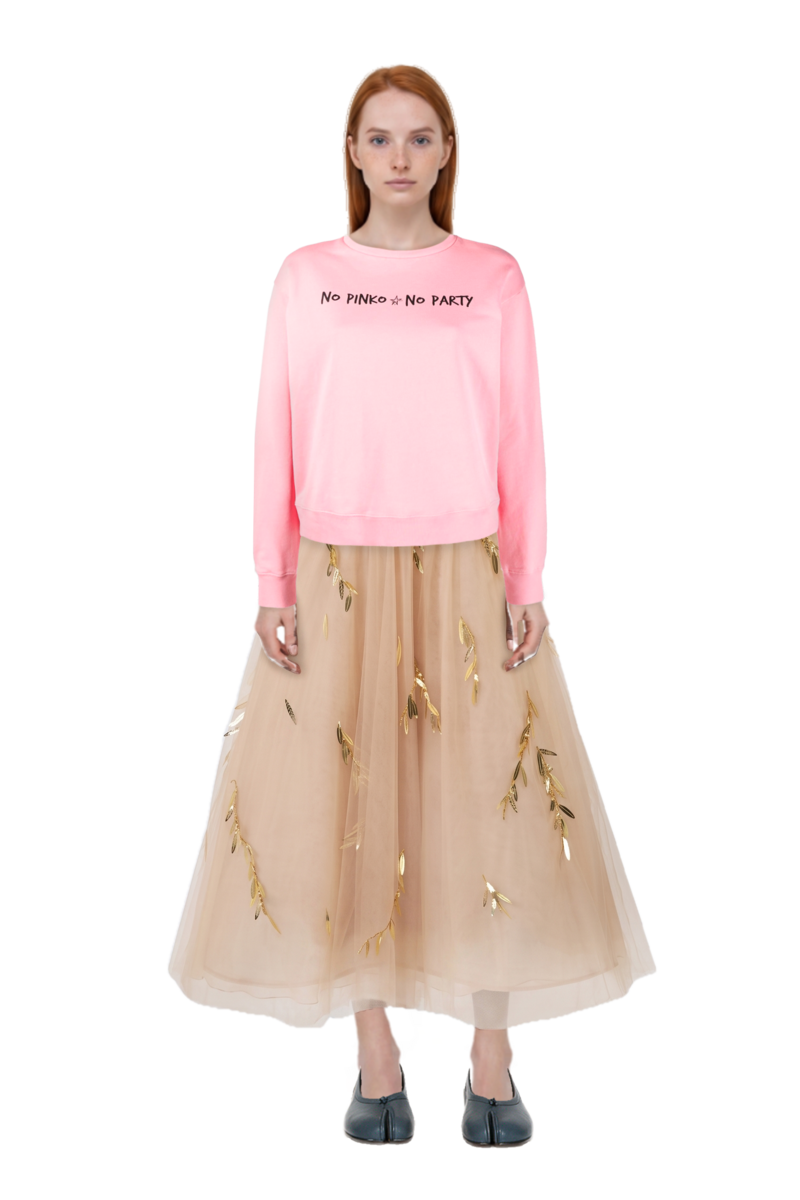 Outfit tabi ballet flats and embroidered tulle strapless midi dress
