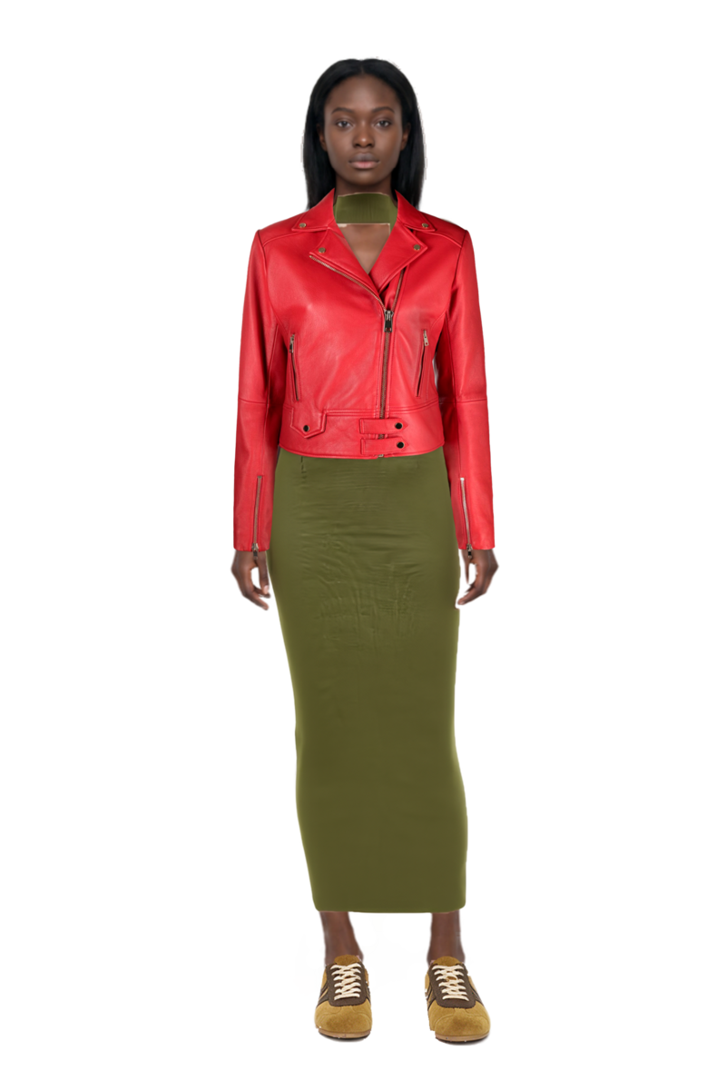 Outfit mahi dress and suede sneakers