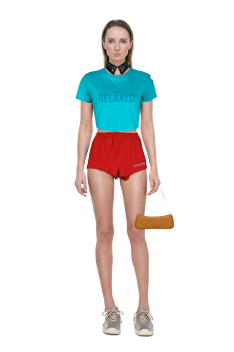 Outfit bubble technical fabric and suede sneakers and looong m shoulder bag