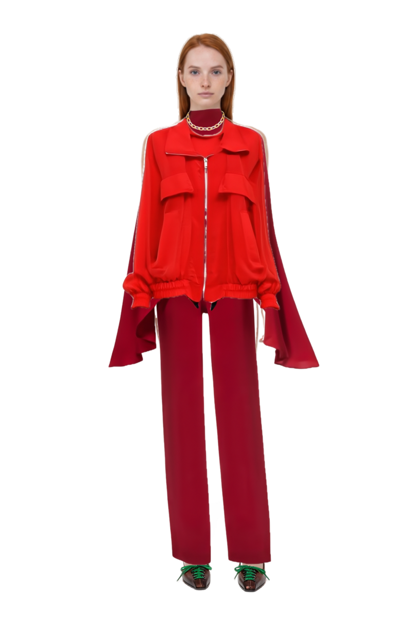 Outfit zip-up elasticated-trim jacket and lace-up pointed-toe pumps