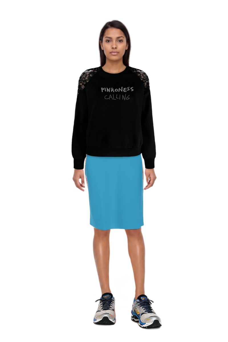 Outfit high-waist pencil skirt and wave prophecy 1 sneakers