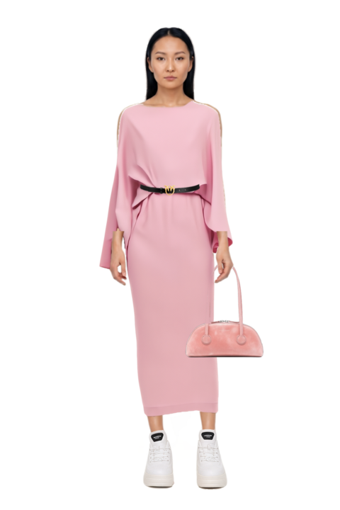 Outfit eolia cape-sleeve maxi dress and bessette leather tote bag