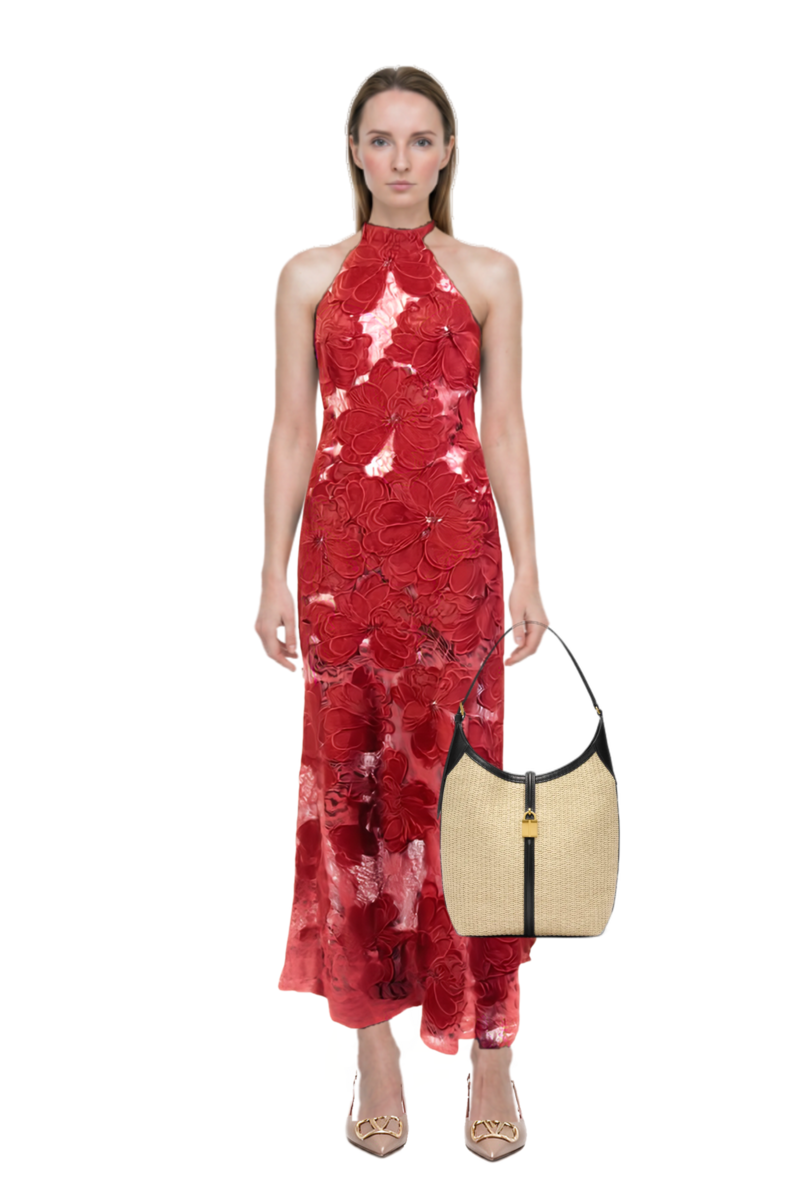 Outfit siena raffia tote bag and vlogo signature slingback pumps