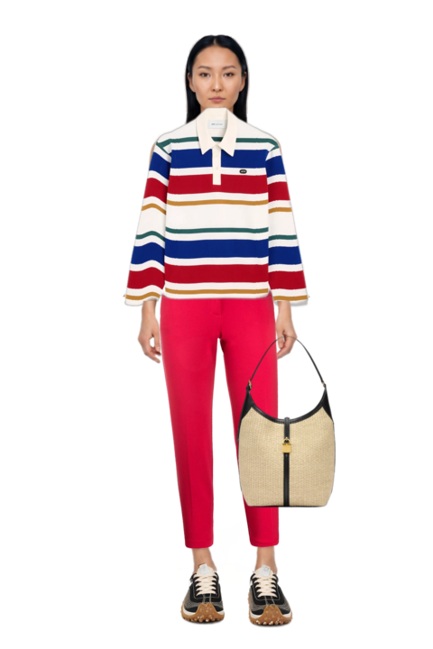 Outfit siena raffia tote bag and mesh mirage sneakers