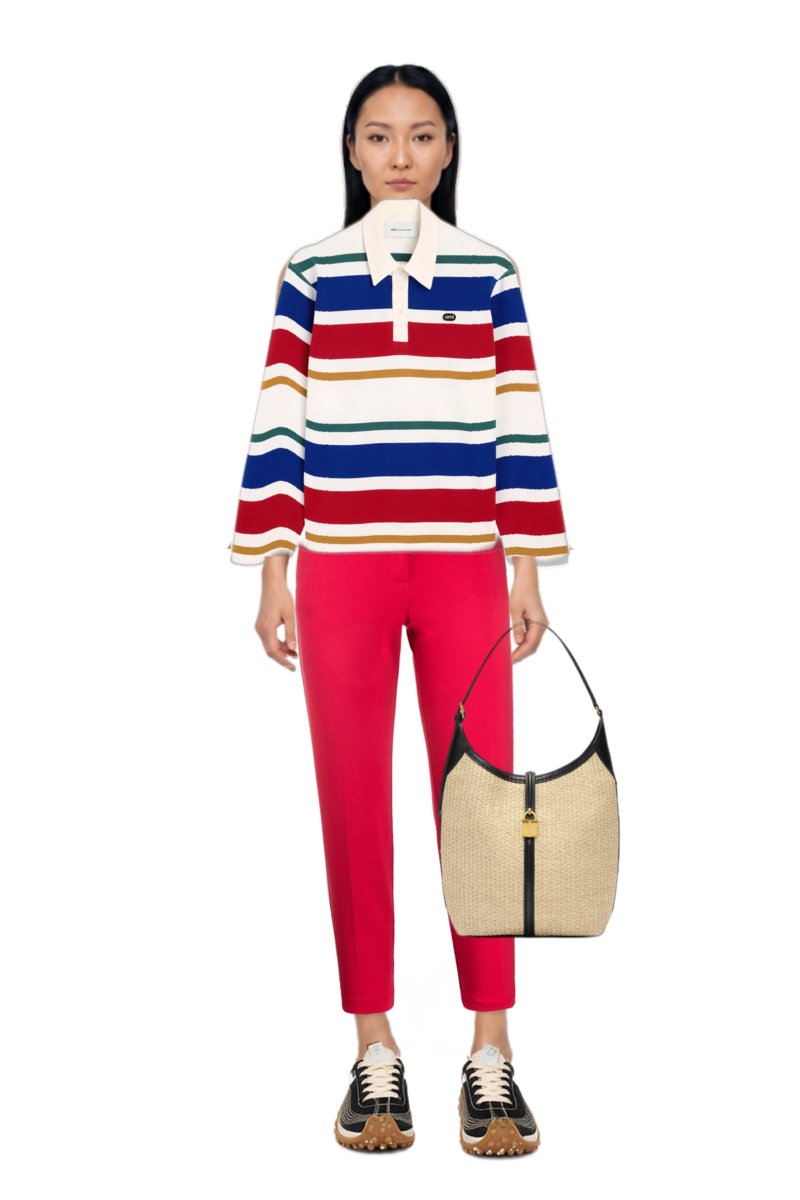 Outfit siena raffia tote bag and mesh mirage sneakers